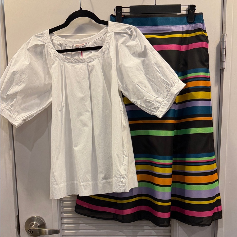 Frances Valentine White Puff Sleeve Cotton Tee